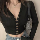 cropped long-sleeve top
