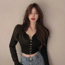 cropped long-sleeve top