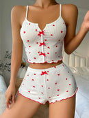 pajama set with heart print
