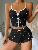 pajama set with heart print