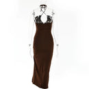 long dress with neckline