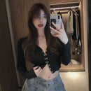 cropped long-sleeve top