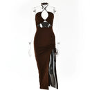 long dress with neckline
