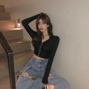 cropped long-sleeve top