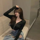 cropped long-sleeve top