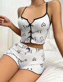 pajama set with heart print