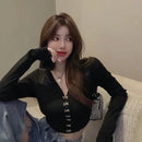 cropped long-sleeve top