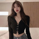 cropped long-sleeve top