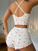 pajama set with heart print