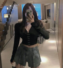 cropped long-sleeve top